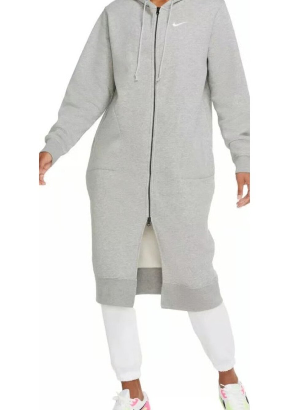 Nike Sportswear Women's Long Line Full-Zip Fleece Sweater Hoodie Trench Double - Picture 11 of 12